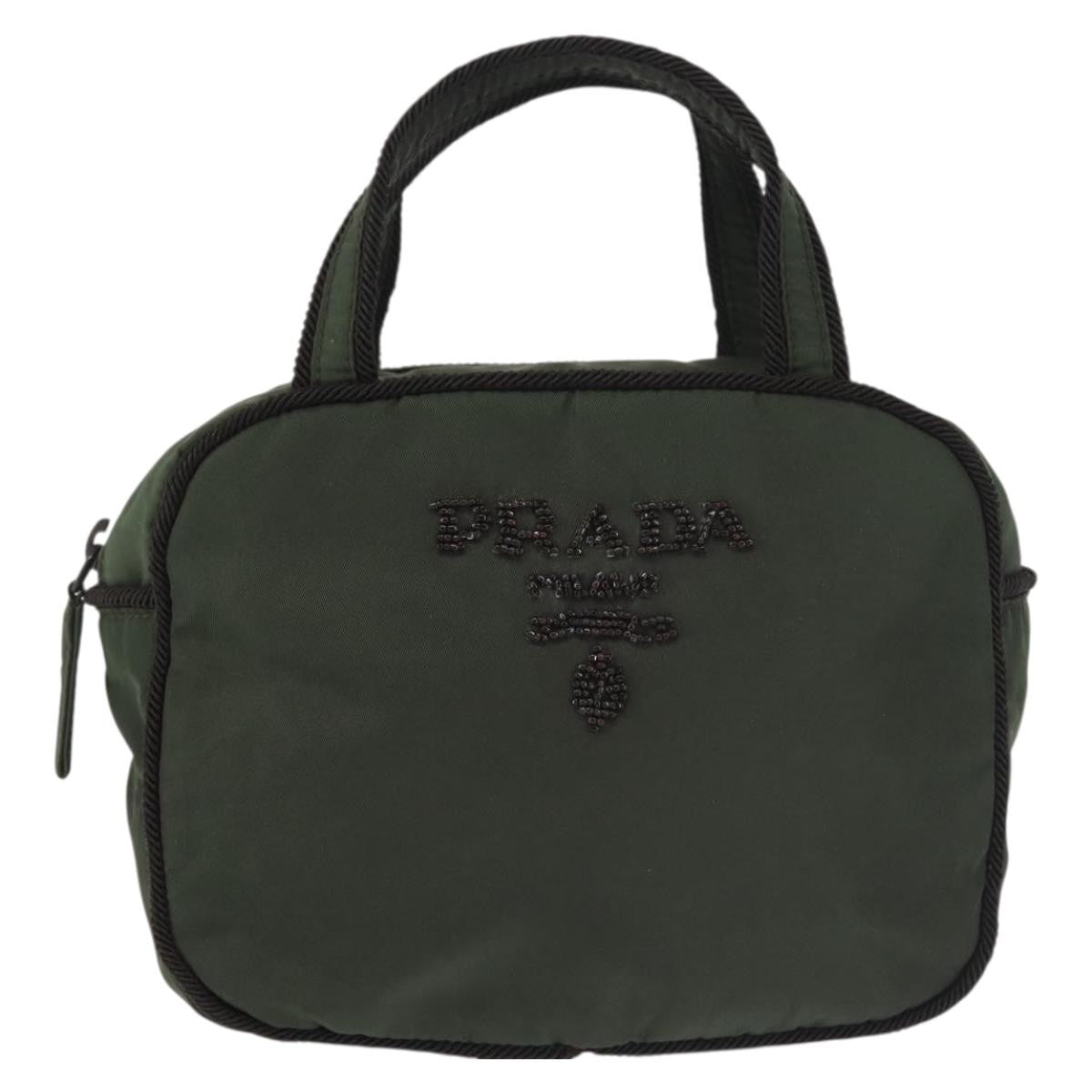 Prada Vintage Handbag Tessuto Khaki Nylon Handbag (Pre-Owned)
