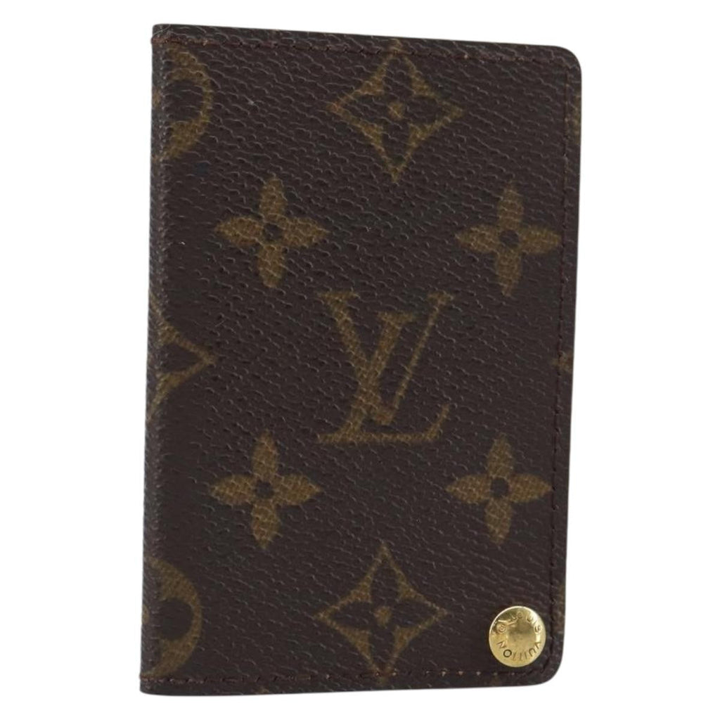 Louis Vuitton Porte Cartes Pression Card Case Monogram Canvas Brown Canvas Card Holders Accessory (Pre-Owned)