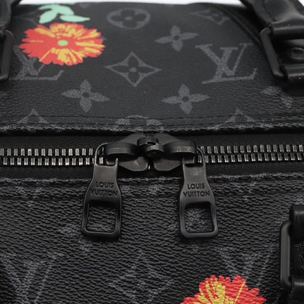Louis Vuitton Keepall Bandouliere Bag Limited Edition Foliage Monogram Eclipse Black Canvas Travel Bag Bag (Pre-Owned)