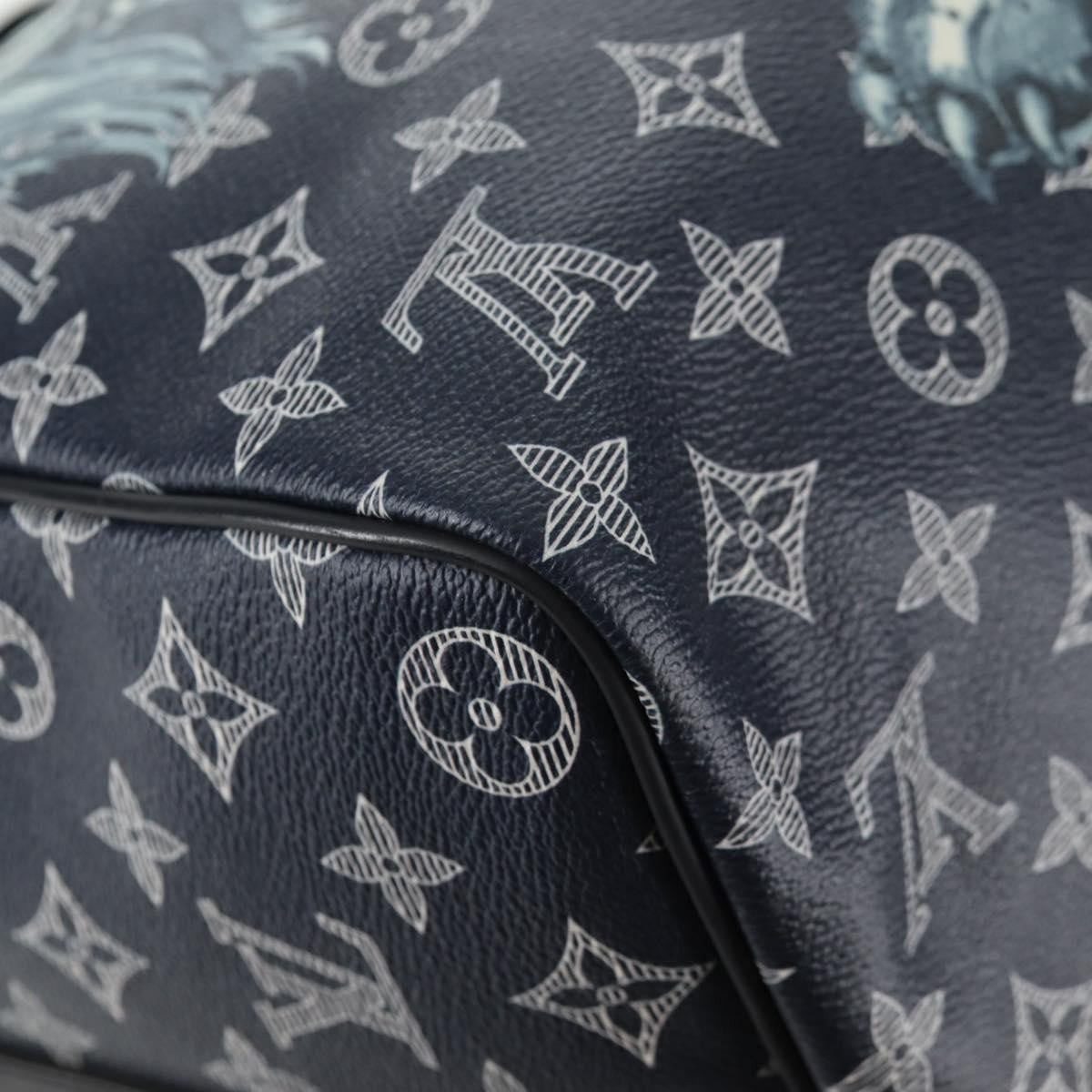 Louis Vuitton Keepall Bandouliere Bag Limited Edition Chapman Savane Monogram Canvas Navy Canvas Travel Bag Bag (Pre-Owned)
