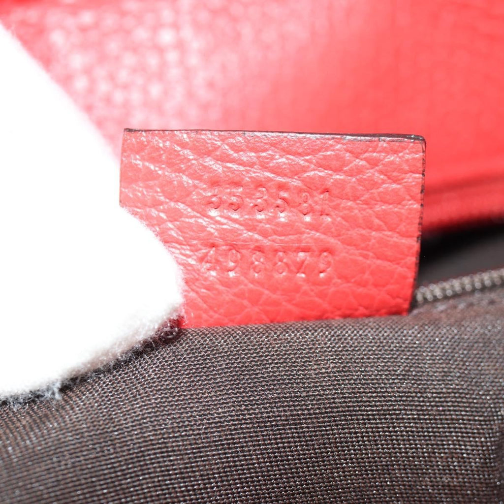 Gucci Grand Prix Interlocking Gg Tote Grainy Leather Red Leather Tote Bag Bag (Pre-Owned)