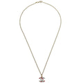 Chanel Cc Pendant Necklace Multicolor Crystal Embellished Metal Gold Gold_Plated Necklace Jewelry (Pre-Owned)