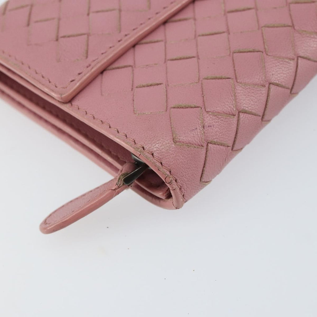 Bottega Veneta Intrecciato Long Zip  Wallet Leather Pink Leather Wallets Accessory (Pre-Owned)