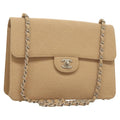 Chanel Matelasse Chain Shoulder Bag Leather Beige Cotton Shoulder Bag Bag (Pre-Owned)