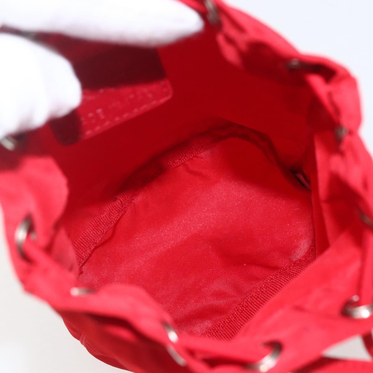 Prada Drawstring Wristlet Bucket Bag Tessuto Red Nylon Clutche & Pouche Bag (Pre-Owned)