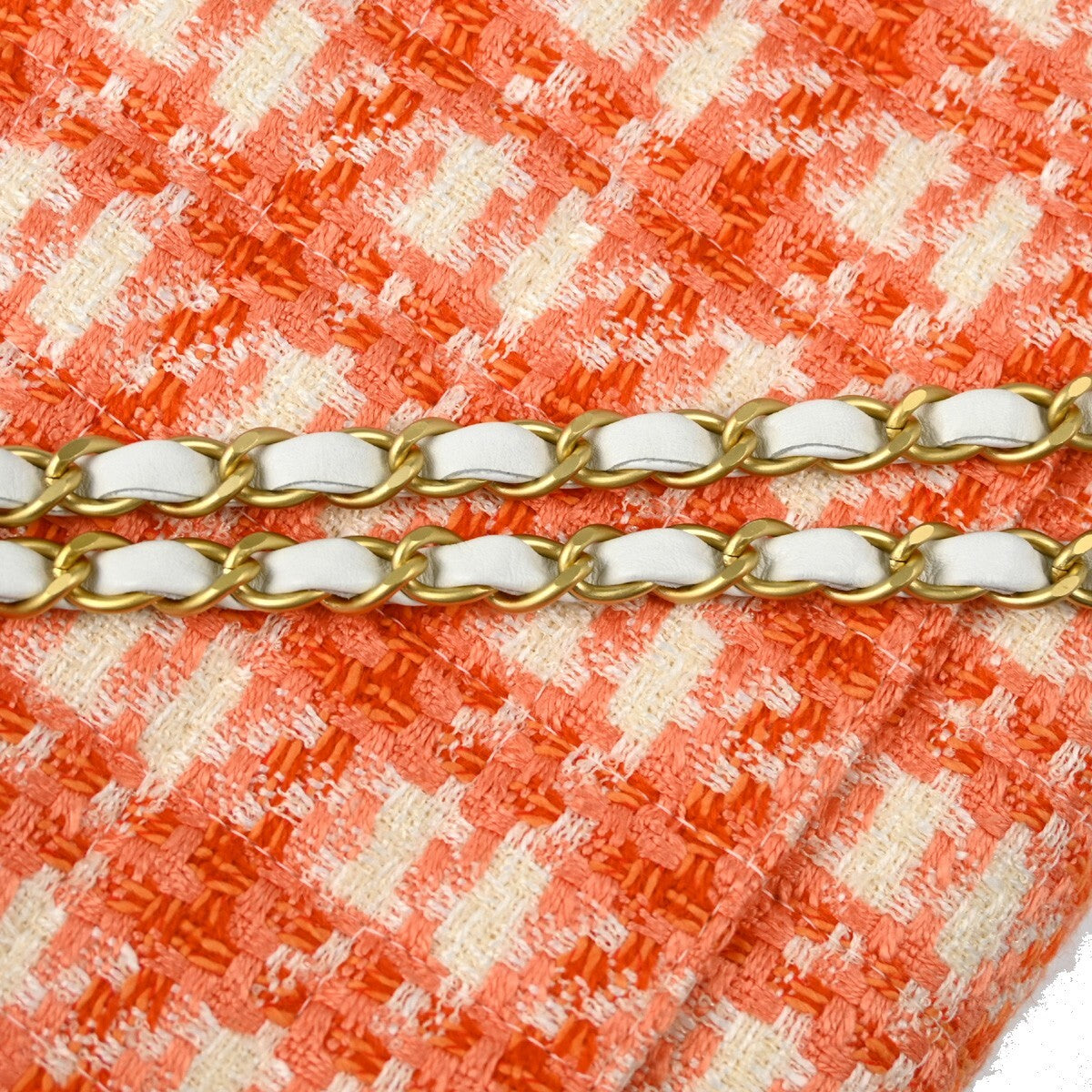 Chanel Vintage Chocolate Bar Cc Flap Bag Quilted Tweed Orange Tweed Clutche & Pouche Bag (Pre-Owned)