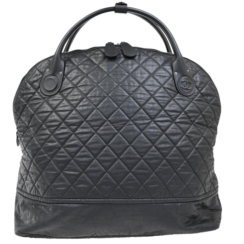 Chanel Horizontal Sport Weekender Bag Quilted Coated Canvas Black Nylon Travel Bag Bag (Pre-Owned)