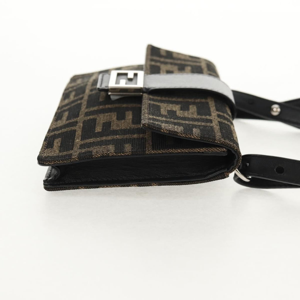 Fendi Baguette Convertible Belt Bag Zucca Canvas Black Canvas Bag (Pre-Owned)