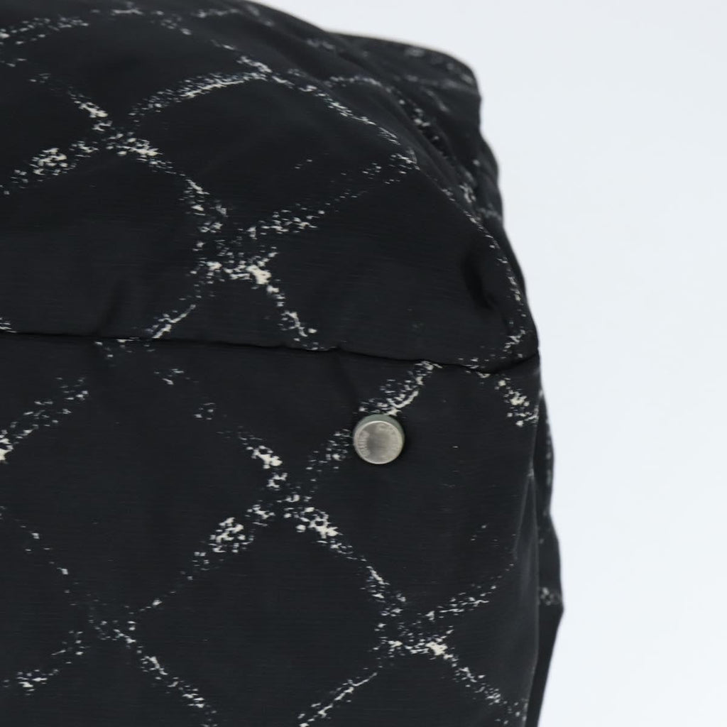 Chanel Travel Line Boston Bag Printed Nylon Black Nylon Travel Bag Bag (Pre-Owned)