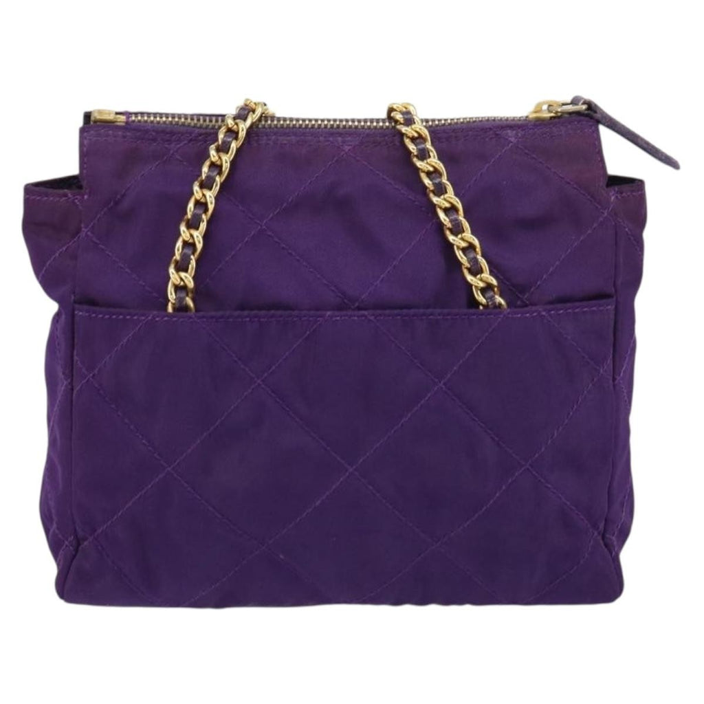 Prada Re-Edition 1995 Chain Tote Quilted Re-Nylon Purple Nylon Shoulder Bag Bag (Pre-Owned)
