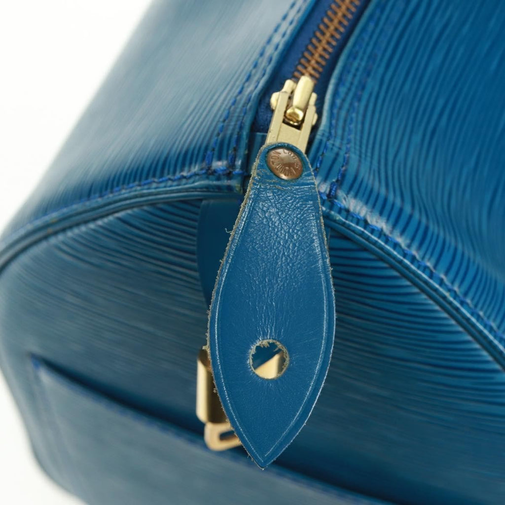 Louis Vuitton Speedy Handbag Epi Leather Blue Leather Handbag (Pre-Owned)