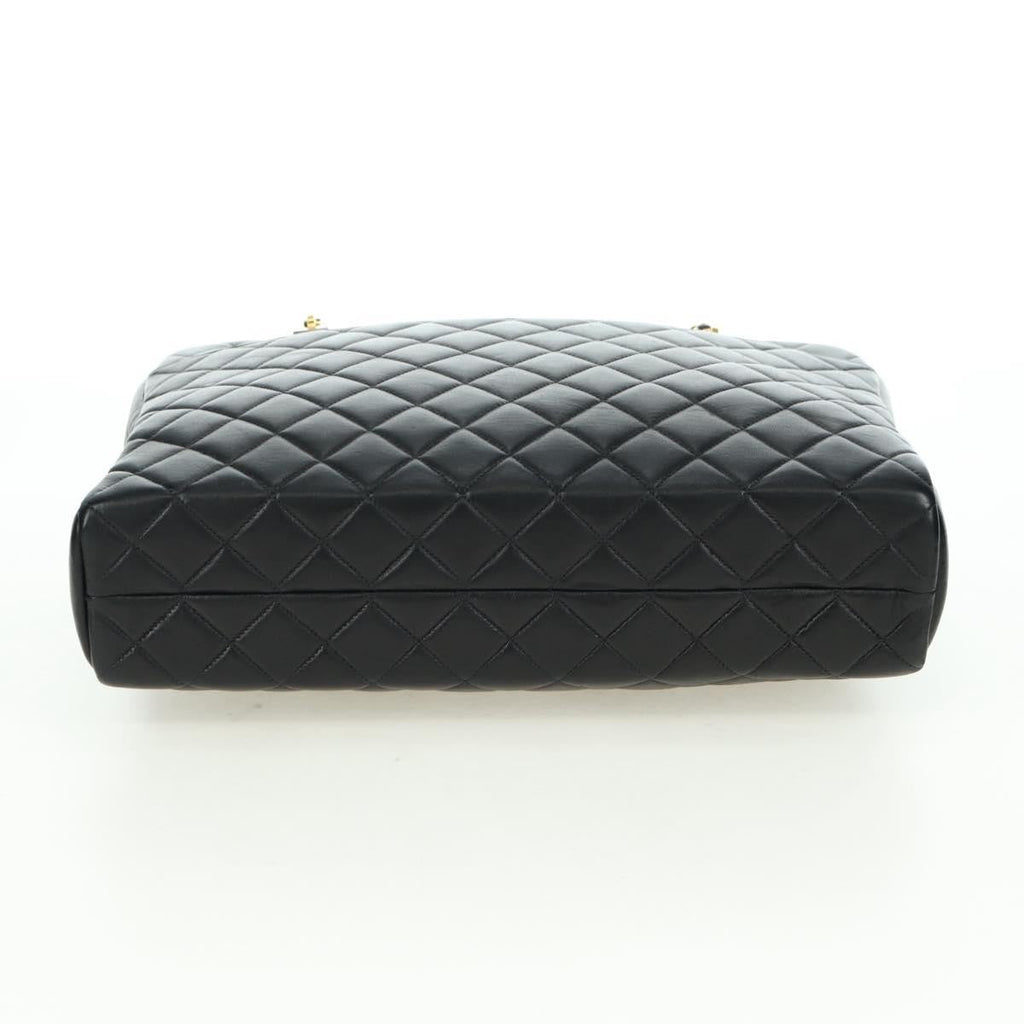 Chanel Vintage Zip Chain Shoulder Bag Quilted Lambskin Black Leather Shoulder Bag Bag (Pre-Owned)