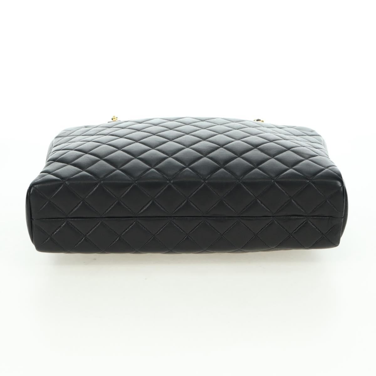 Chanel Vintage Zip Chain Shoulder Bag Quilted Lambskin Black Leather Shoulder Bag Bag (Pre-Owned)