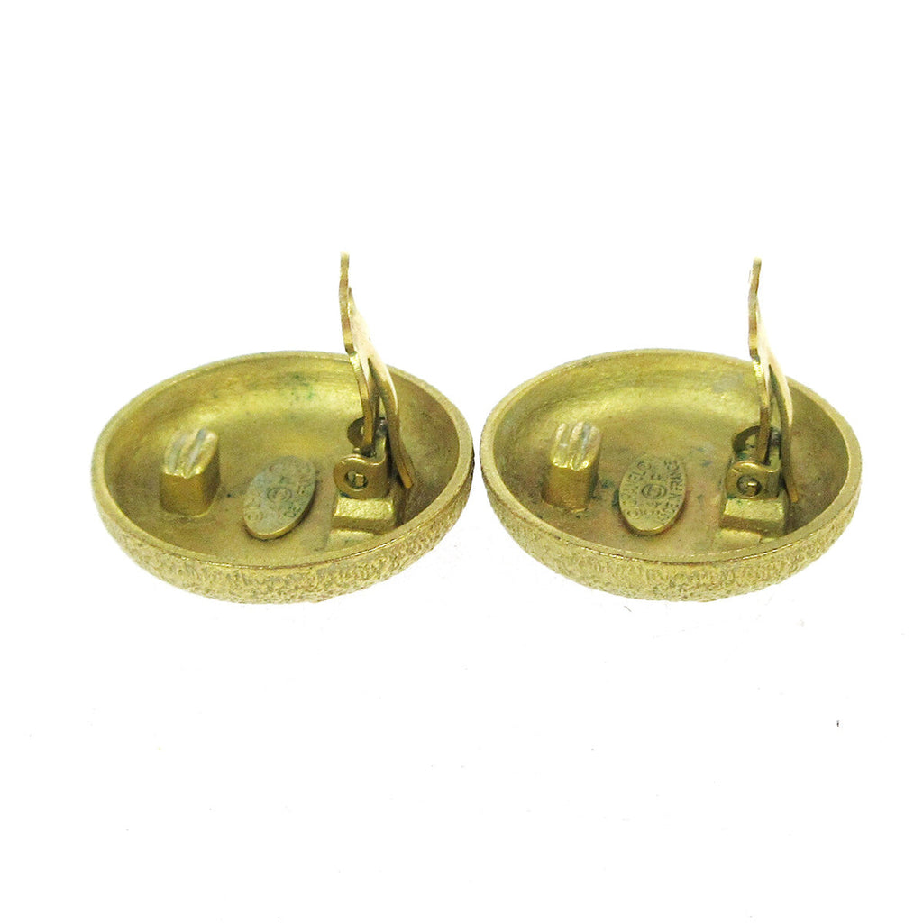 Chanel Cc Round Earrings Metal Gold Gold Earrings Jewelry (Pre-Owned)