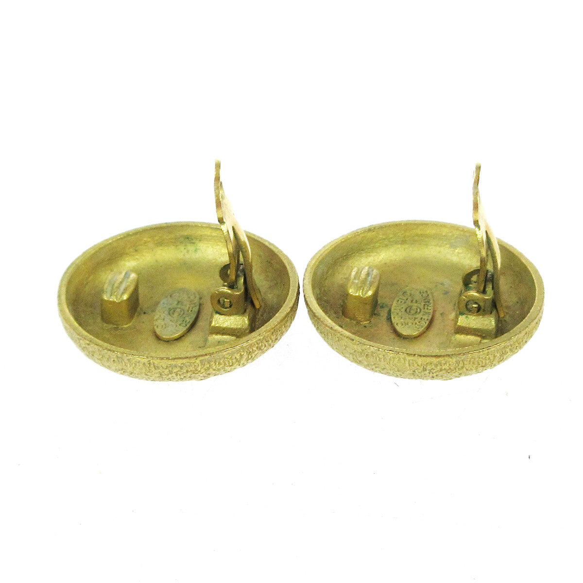 Chanel Cc Round Earrings Metal Gold Gold Earrings Jewelry (Pre-Owned)
