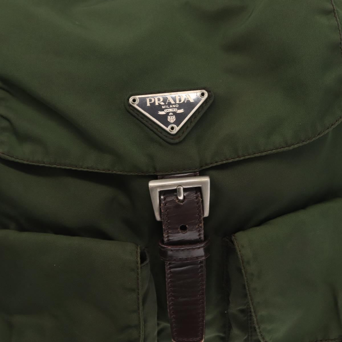Prada Double Front Pocket Backpack Tessuto Khaki Nylon Backpack Bag (Pre-Owned)