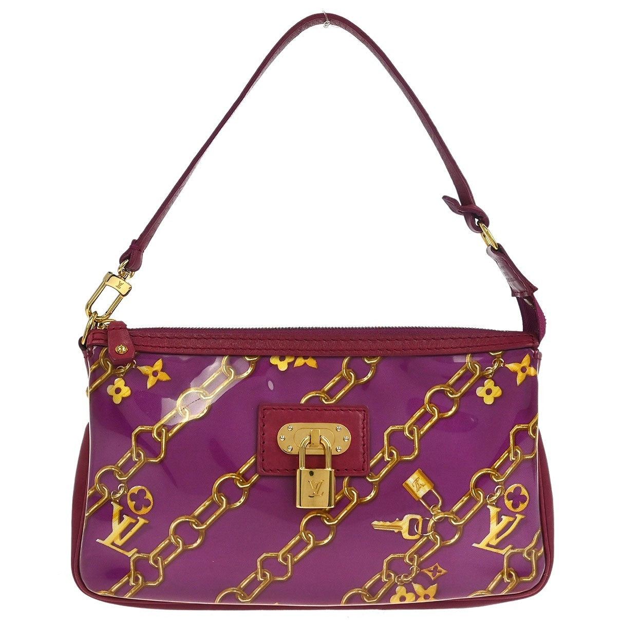 Louis Vuitton Charms Pochette Pvc Over Printed Silk Pink Pvc Clutche & Pouche Bag (Pre-Owned)
