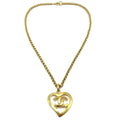 Chanel Cc Heart Pendant Necklace Metal Gold Gold_Plated Necklace Jewelry (Pre-Owned)