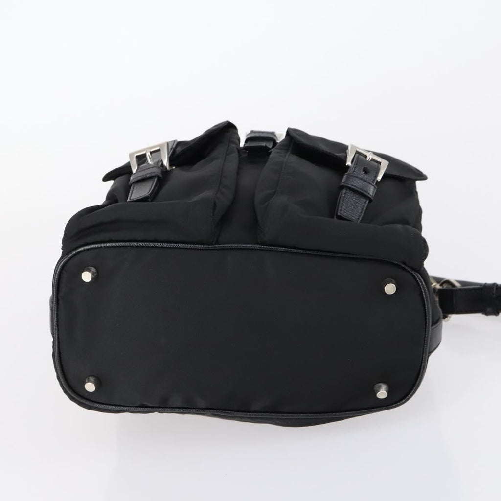 Prada Double Pocket Shoulder Bag Tessuto Black Nylon Shoulder Bag Bag (Pre-Owned)