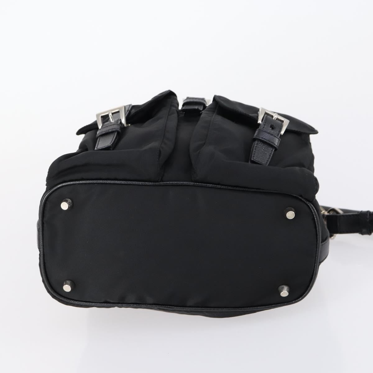 Prada Double Pocket Shoulder Bag Tessuto Black Nylon Shoulder Bag Bag (Pre-Owned)