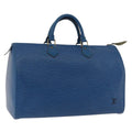 Louis Vuitton Speedy Handbag Epi Leather Blue Leather Handbag (Pre-Owned)