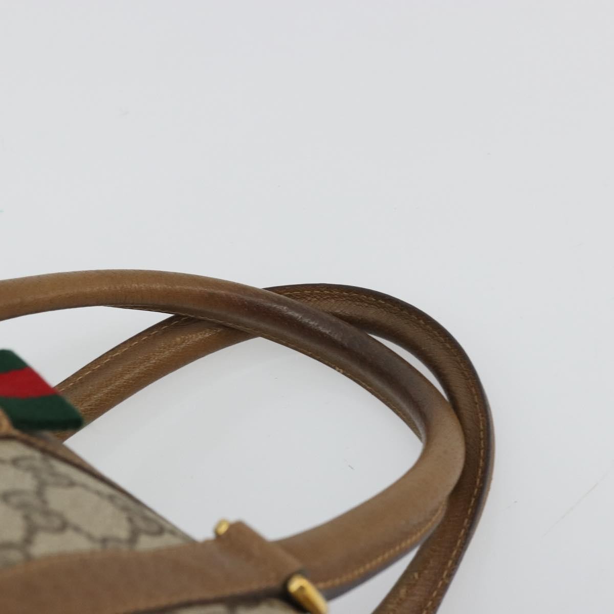Gucci Vintage Web Sherry Line Handbag Micro Gg Canvas Beige Canvas Handbag (Pre-Owned)