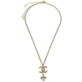 Chanel Cc Chain Necklace Metal With Faux Pearls Gold Gold_Plated Necklace Jewelry (Pre-Owned)