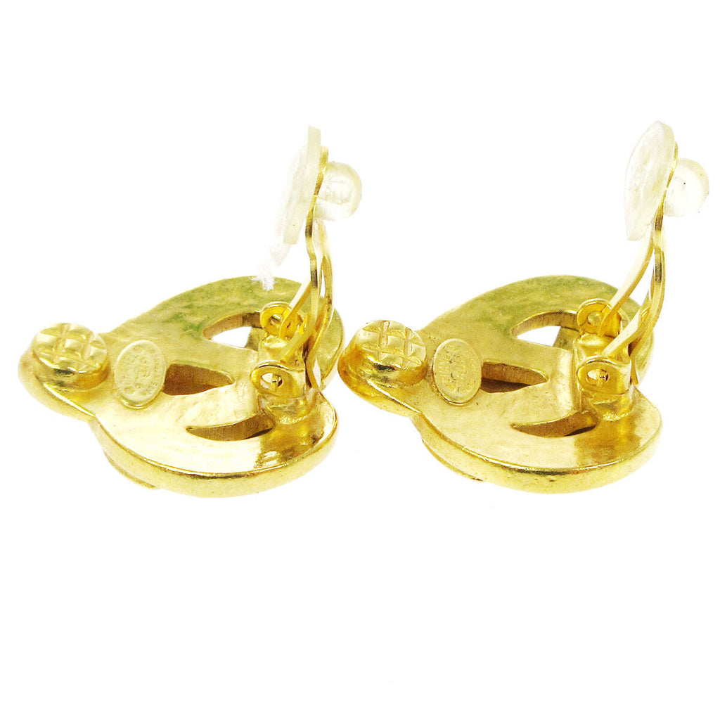 Chanel Vintage Cc Heart Cut Out Drop Clip-On Earrings Metal Gold Gold_Plated Earrings Jewelry (Pre-Owned)