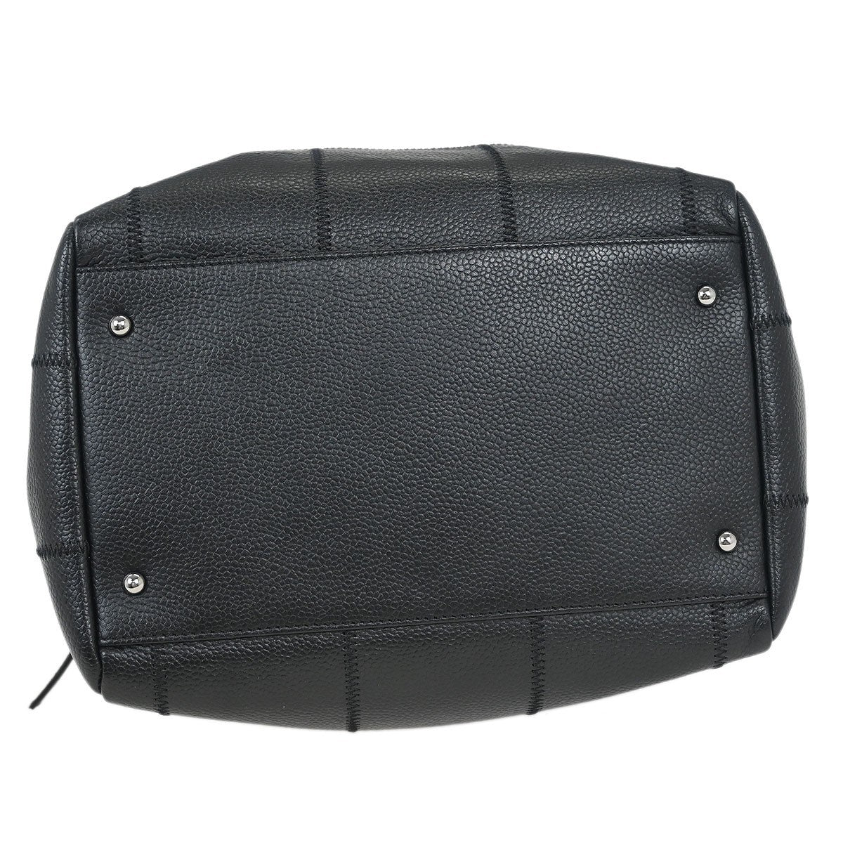 Chanel Square Stitch Bowler Bag Quilted Caviar Black Leather Shoulder Bag Bag (Pre-Owned)
