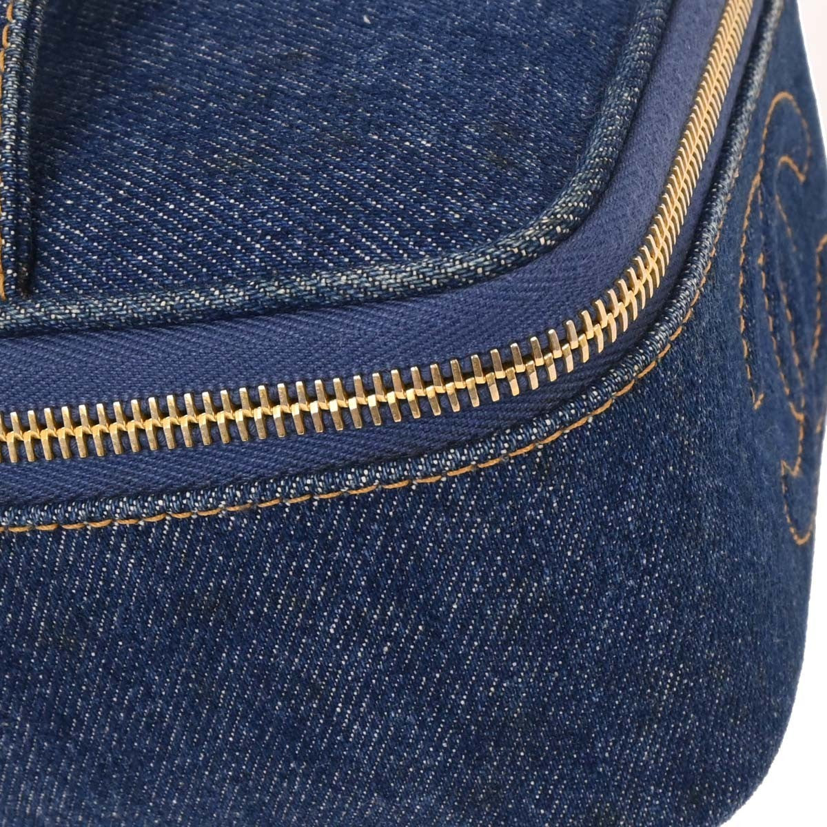 Chanel Vintage Cc Vanity Case Denim Blue Denim_Jeans Handbag (Pre-Owned)