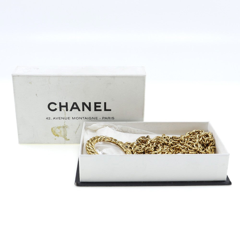 Chanel Vintage Double Cc Pendant Necklace Metal Gold Gold_Plated Jewelry (Pre-Owned)