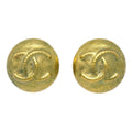 Chanel Vintage Cc Round Clip-On Earrings Metal Gold Gold_Plated Earrings Jewelry (Pre-Owned)