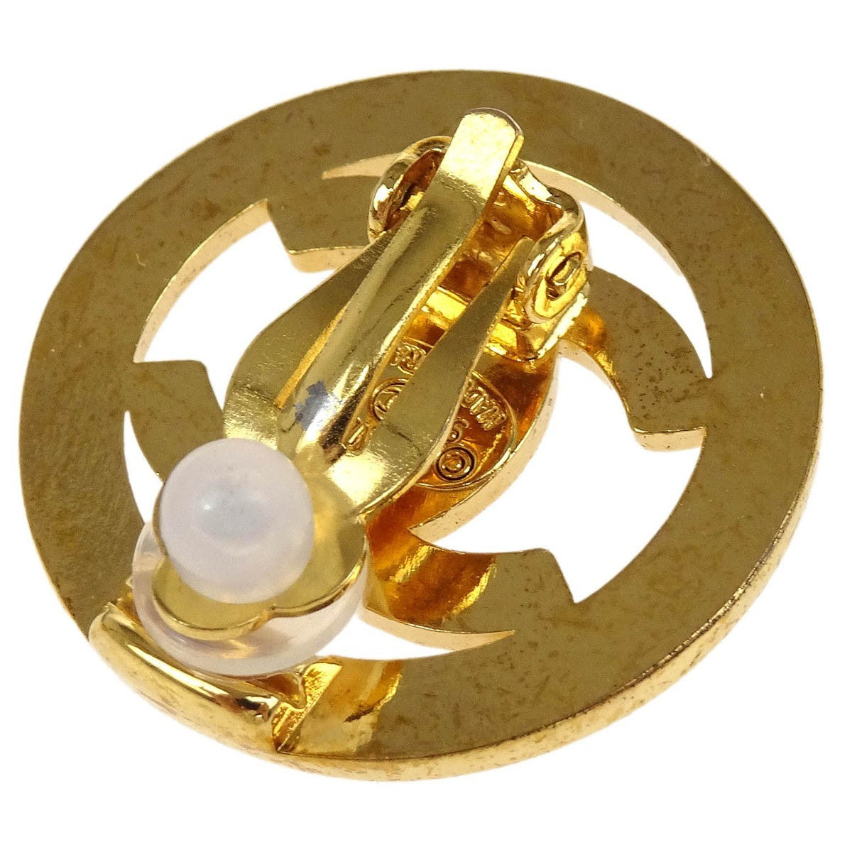 Chanel Cc Round Earrings Metal Gold Gold_Plated Earrings Jewelry (Pre-Owned)