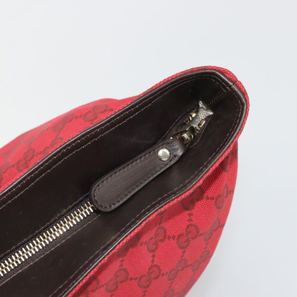 Gucci Original Zip Tote Gg Canvas With Leather Red Canvas Tote Bag Bag (Pre-Owned)