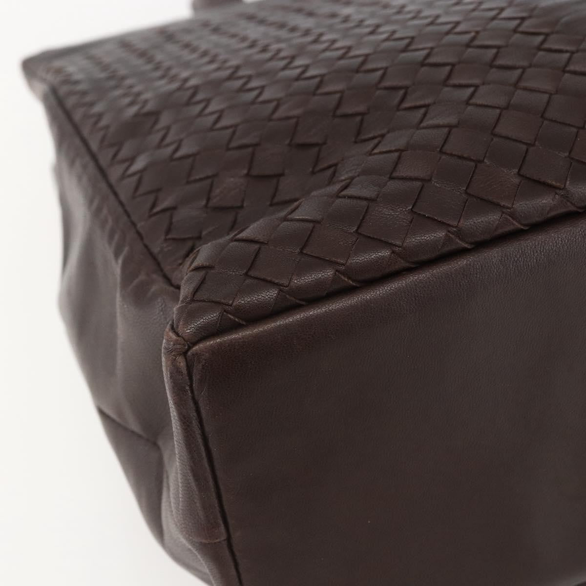 Bottega Veneta Intrecciato Handbag Leather Brown Leather Handbag (Pre-Owned)
