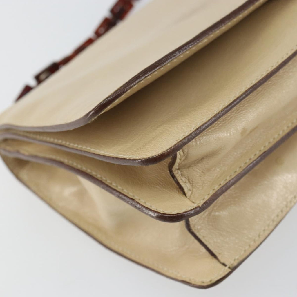 Prada Flap Shoulder Bag Leather Beige Leather Shoulder Bag Bag (Pre-Owned)