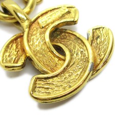 Chanel Vintage Quilted Cc Pendant Necklace Metal Gold Gold_Plated Necklace Jewelry (Pre-Owned)