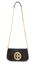 TORY BURCH REVA LOGO CONVERTIBLE CLUTCH BAG WITH CHAIN