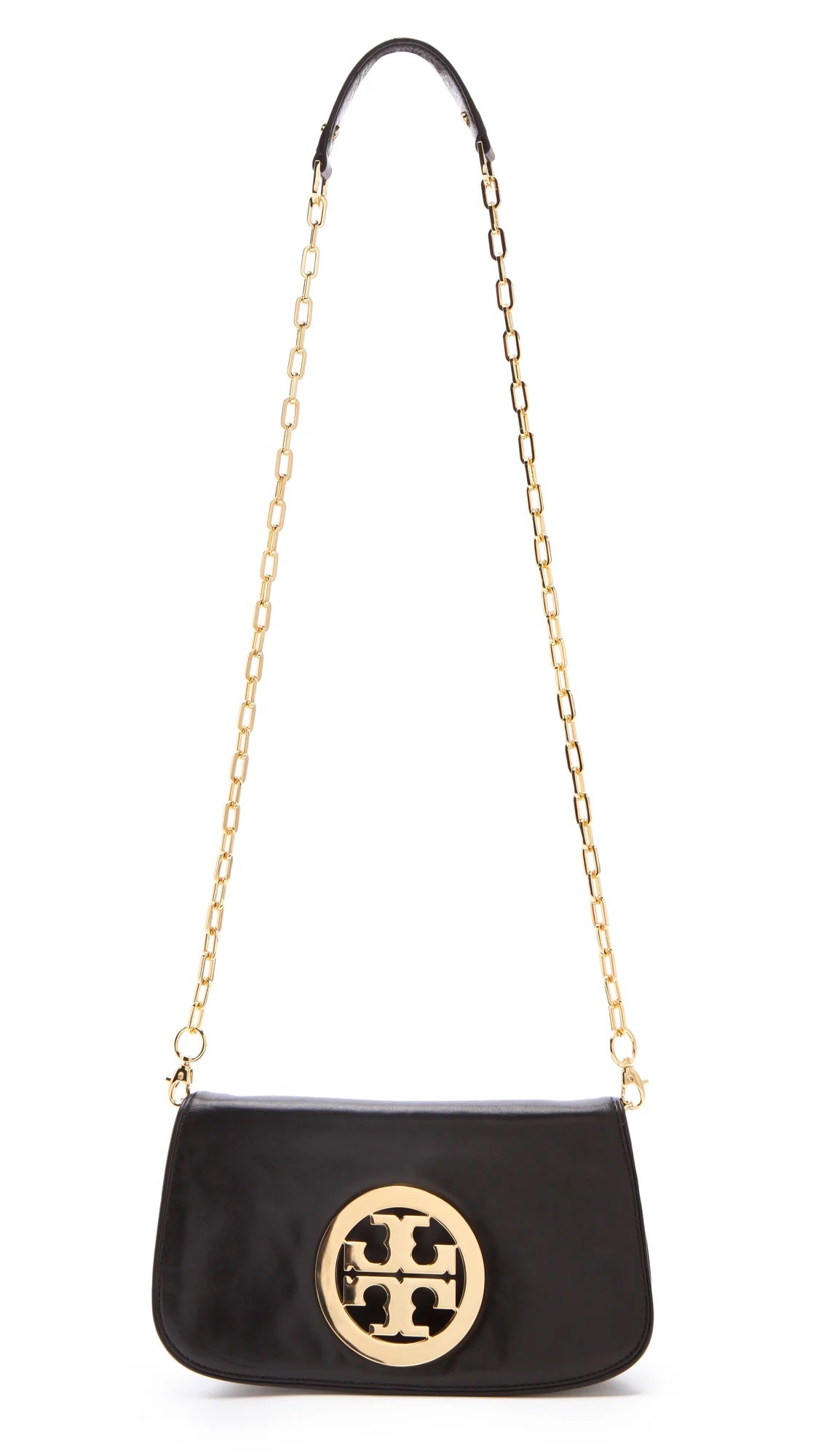 TORY BURCH REVA LOGO CONVERTIBLE CLUTCH BAG WITH CHAIN