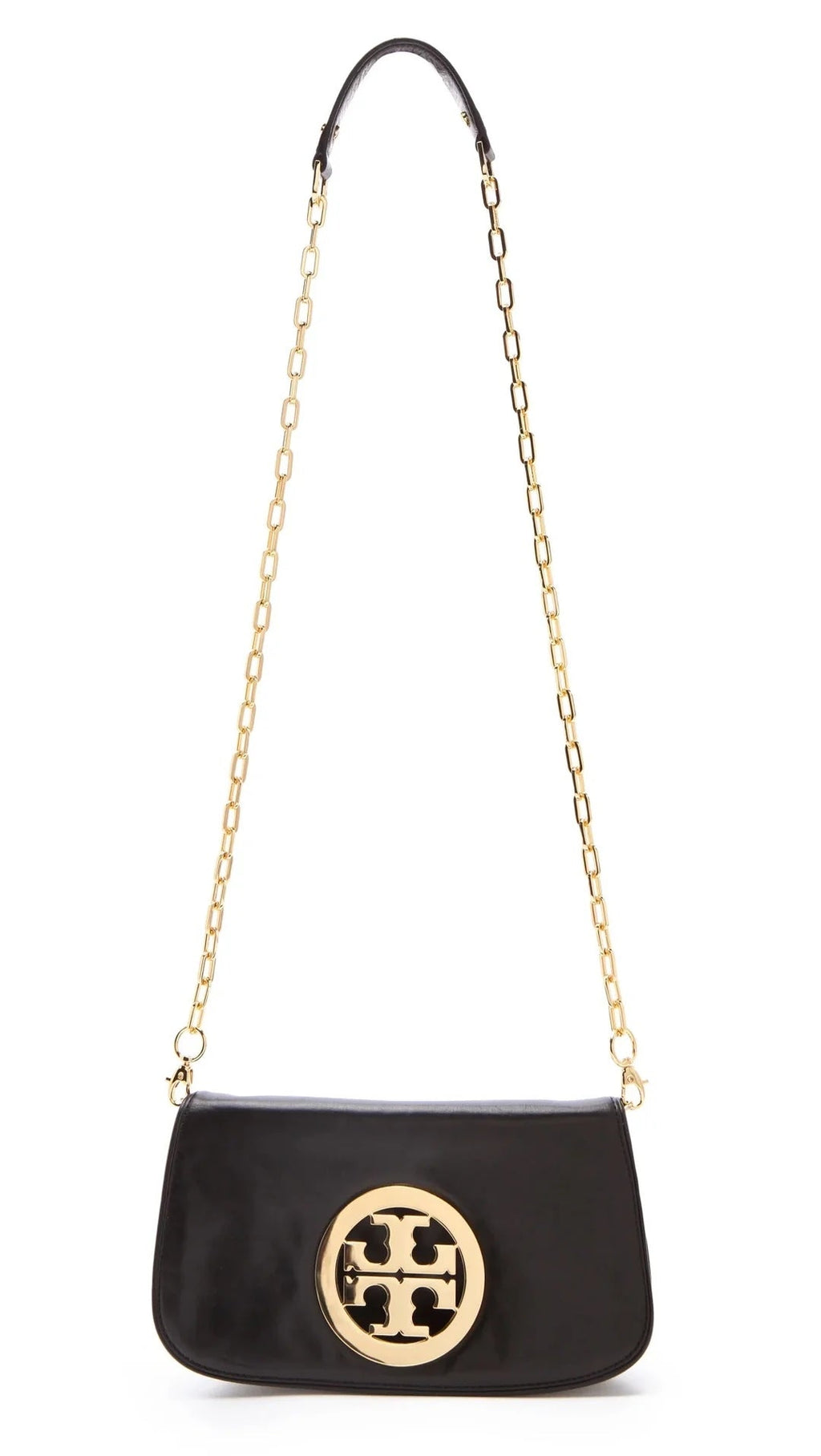 TORY BURCH REVA LOGO CONVERTIBLE CLUTCH BAG WITH CHAIN