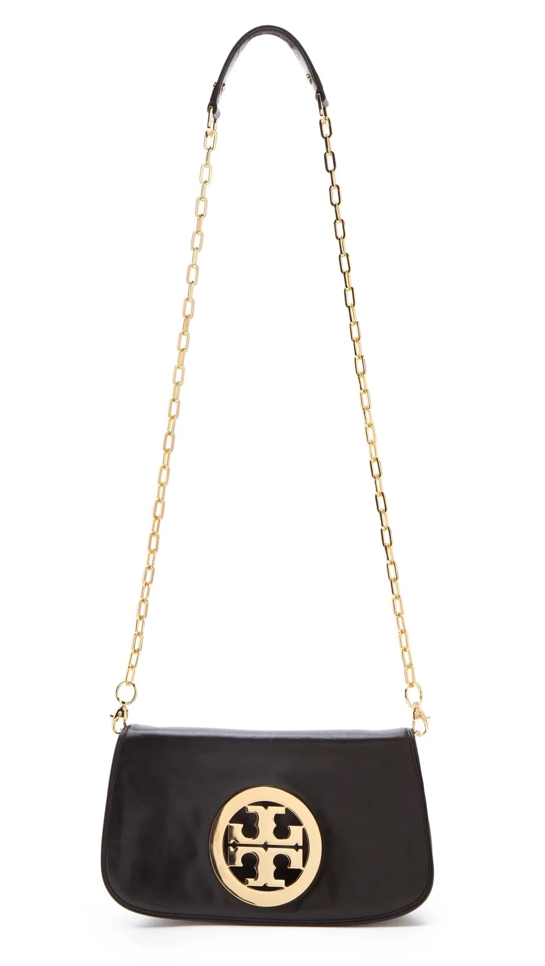 TORY BURCH REVA LOGO CONVERTIBLE CLUTCH BAG WITH CHAIN